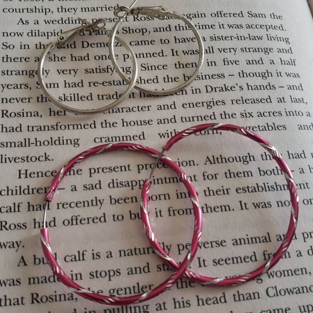 ‎Pink and Silver Hooped Earrings Bundle